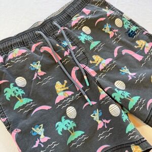 Party Pants Swim Trunks Mens M Mermaid Flamingo Island Novelty Stretch Beach